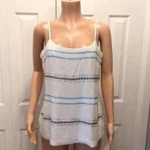 NWOT White House Black Market Womens White Sequin Cami Tank Top Size Large